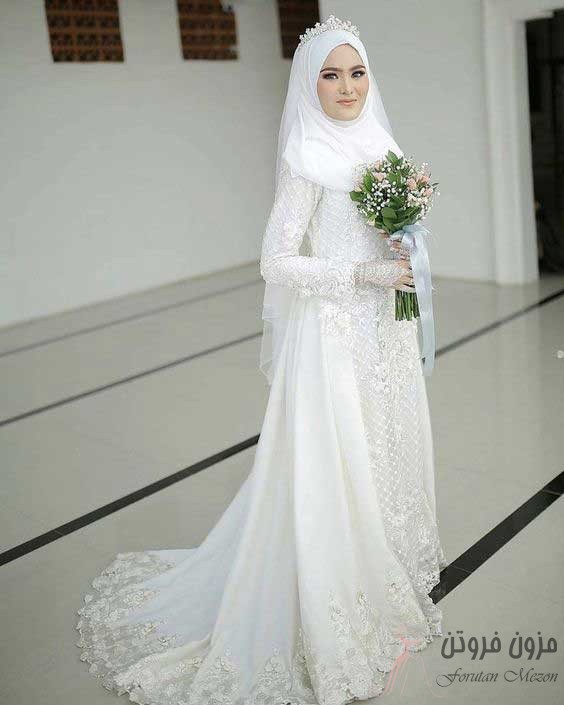 لباس عروس با آستین حجاب دار
