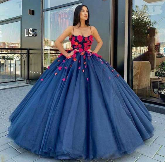 لباس عروس پفی آبی