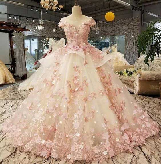 لباس عروس پفی رنگی
